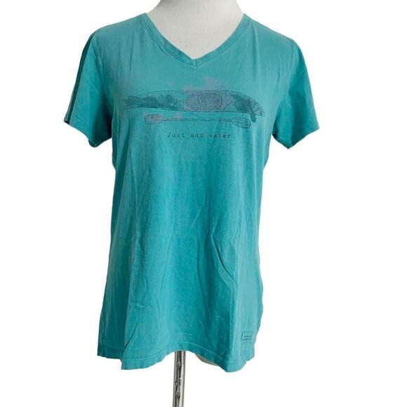 Life is Good Medium Short Sleeve Tee Shirt Just Add Water Canoe Kayak - Picture 1 of 6